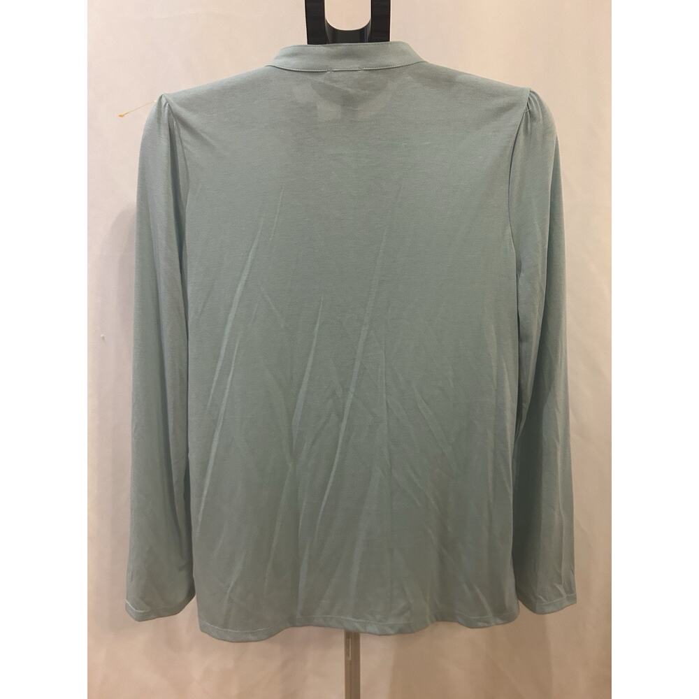 Talbots Blue Ruffle Front Blouse size L - Picture 2 of 3